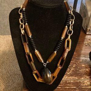Vintage tigers eye and onyx and tortoise shell look chokers